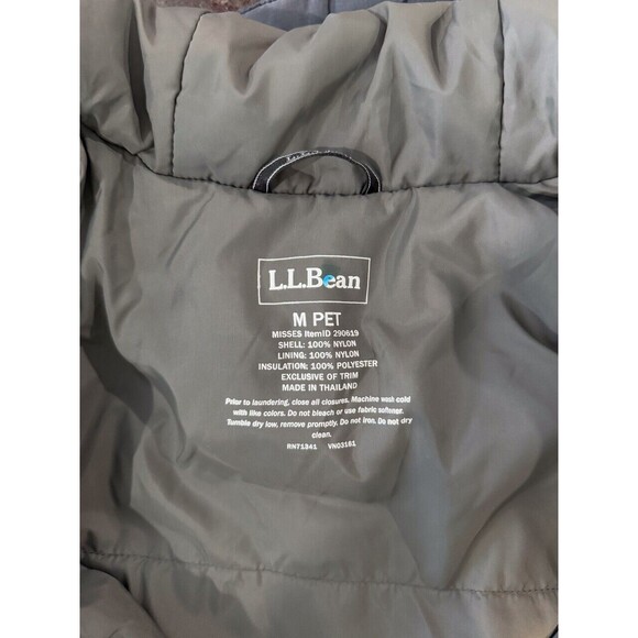 LL Bean Womens Jacket Gray Hooded Full Zip Pockets Windbreaker Medium Petite - Picture 3 of 9